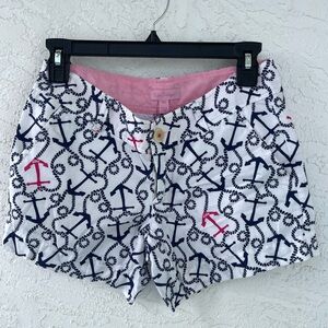 Lilly Pulitzer 30” Waist Cotton Anchor Shorts Blue White Size 00